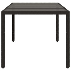 Table de jardin dessus en verre Noir 190x90x75cm Résine tressée 556599556599