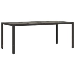 Table de jardin dessus en verre Noir 190x90x75cm Résine tressée 556599556599