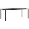 Table de jardin dessus en verre Noir 190x90x75cm Résine tressée 556599556599