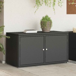 Armoire de rangement jardin noir 110x55x60,5 cm résine tressée 556600556600