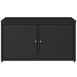 Armoire de rangement jardin noir 110x55x60,5 cm résine tressée 556600556600