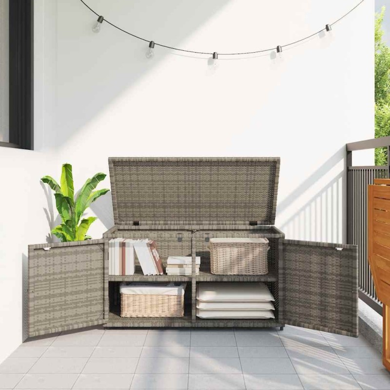 Armoire de rangement jardin gris 110x55x60,5 cm résine tressée 556602556602