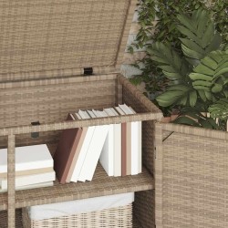 Armoire de rangement jardin beige 110x55x60,5 cm résine tressée 556603556603