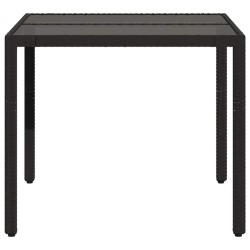 Table de jardin dessus en verre Noir 90x90x75 cm Résine tressée 556604556604