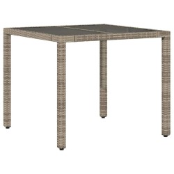 Table de jardin dessus en verre Gris 90x90x75 cm Résine tressée 556605556605