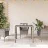 Table de jardin dessus en verre Gris 90x90x75 cm Résine tressée 556605556605