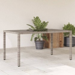 Table de jardin dessus en verre Gris 150x90x75cm Résine tressée 556606556606