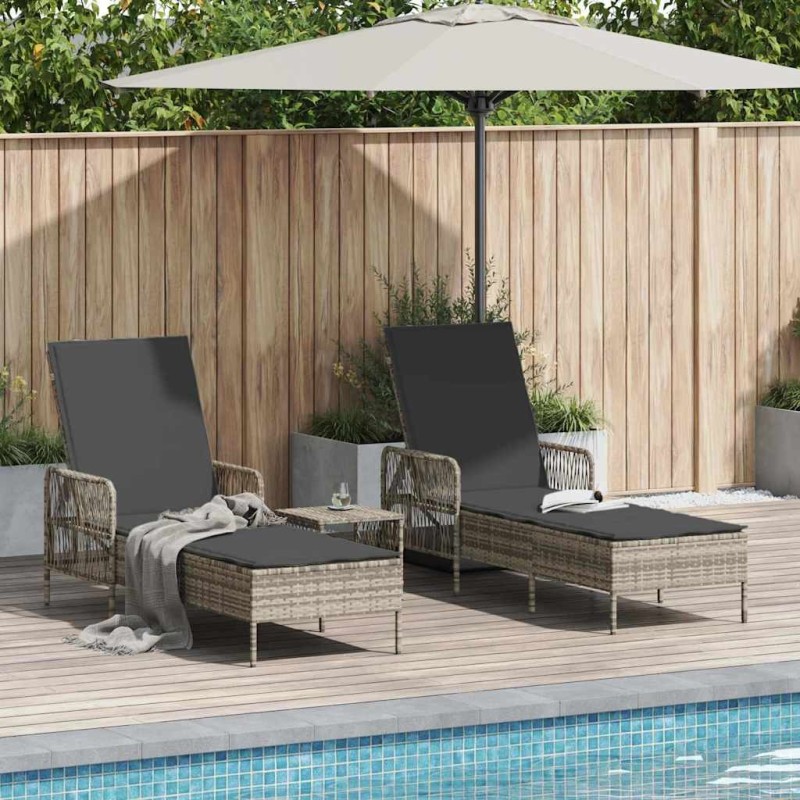 Transat 3 pcs Gris clair et gris foncé 200 x 55 x 92 cm 556607556607