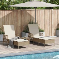 Transat 3 pcs Beige et blanc crème 55 x 200 x 92 cm polyrotin 556608556608