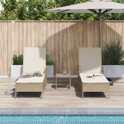 Transat 3 pcs Beige et blanc crème 55 x 200 x 92 cm polyrotin 556608556608