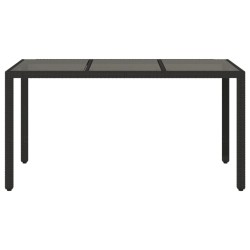 Table de jardin dessus en verre Noir 150x90x75cm Résine tressée 556610556610