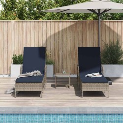 Transat 3 pcs Gris et bleu marine 200 x 55 x 92 cm polyrotin 556611556611