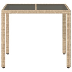 Table de jardin dessus en verre beige 90x90x75cm résine tressée 556612556612