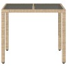 Table de jardin dessus en verre beige 90x90x75cm résine tressée 556612556612