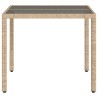 Table de jardin dessus en verre beige 90x90x75cm résine tressée 556612556612