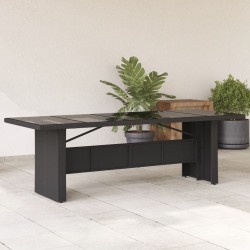 Table de jardin dessus en verre noir 240x90x75cm résine tressée 556613556613
