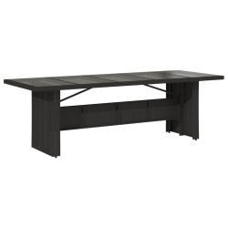 Table de jardin dessus en verre noir 240x90x75cm résine tressée 556613556613
