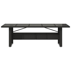 Table de jardin dessus en verre noir 240x90x75cm résine tressée 556613556613