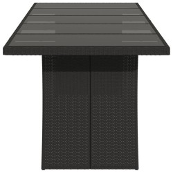 Table de jardin dessus en verre noir 240x90x75cm résine tressée 556613556613