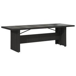 Table de jardin dessus en verre noir 240x90x75cm résine tressée 556613556613