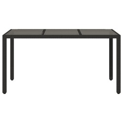 Table de jardin dessus en verre Noir 150x90x75cm Résine tressée 556614556614
