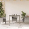 Table de jardin dessus en verre Gris 90x90x75 cm Résine tressée 556615556615