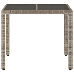 Table de jardin dessus en verre Gris 90x90x75 cm Résine tressée 556615556615