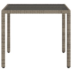 Table de jardin dessus en verre Gris 90x90x75 cm Résine tressée 556615556615