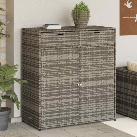 Armoire de rangement de jardin gris 105x55x113cm résine tressée 556616556616