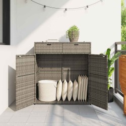 Armoire de rangement de jardin gris 105x55x113cm résine tressée 556616556616