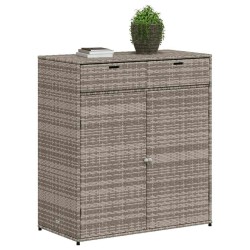 Armoire de rangement de jardin gris 105x55x113cm résine tressée 556616556616