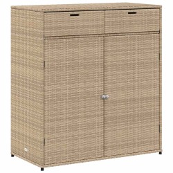 Armoire de rangement jardin beige 105x55x113 cm résine tressée 556617556617