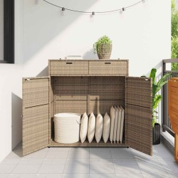 Armoire de rangement jardin beige 105x55x113 cm résine tressée 556617556617
