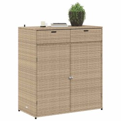 Armoire de rangement jardin beige 105x55x113 cm résine tressée 556617556617
