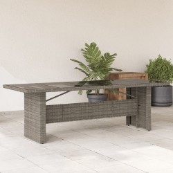 Table de jardin dessus en verre Gris 240x90x75cm Résine tressée 556618556618