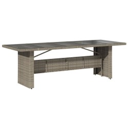 Table de jardin dessus en verre Gris 240x90x75cm Résine tressée 556618556618