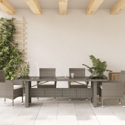 Table de jardin dessus en verre Gris 240x90x75cm Résine tressée 556618556618