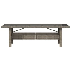 Table de jardin dessus en verre Gris 240x90x75cm Résine tressée 556618556618