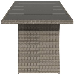 Table de jardin dessus en verre Gris 240x90x75cm Résine tressée 556618556618
