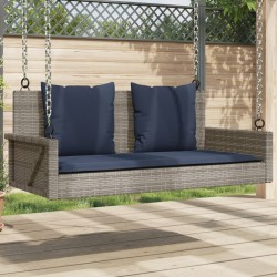 Banc à bascule avec coussins Gris 119 x 56 x 48 cm Résine tressée 556619556619