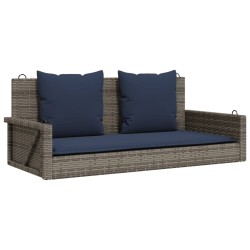 Banc à bascule avec coussins Gris 119 x 56 x 48 cm Résine tressée 556619556619