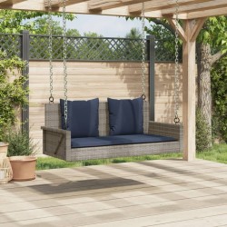 Banc à bascule avec coussins Gris 119 x 56 x 48 cm Résine tressée 556619556619