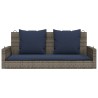 Banc à bascule avec coussins Gris 119 x 56 x 48 cm Résine tressée 556619556619
