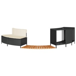 Cadre de bain à remous noir résine tressée bois massif d'acacia 556620556620