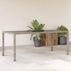 Table de jardin dessus en verre Gris 190x90x75cm Résine tressée 556621556621