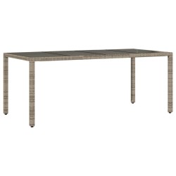 Table de jardin dessus en verre Gris 190x90x75cm Résine tressée 556621556621