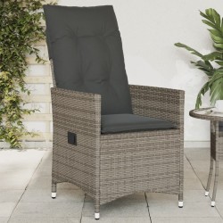 Chaise inclinable de jardin avec coussins gris résine tressée 556623556623