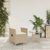 Chaise inclinable de jardin avec coussins beige résine tressée 556624556624