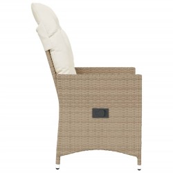 Chaise inclinable de jardin avec coussins beige résine tressée 556624556624