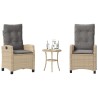 Ensemble de bistro 3 pcs coussins mélange beige résine tressée 556625556625